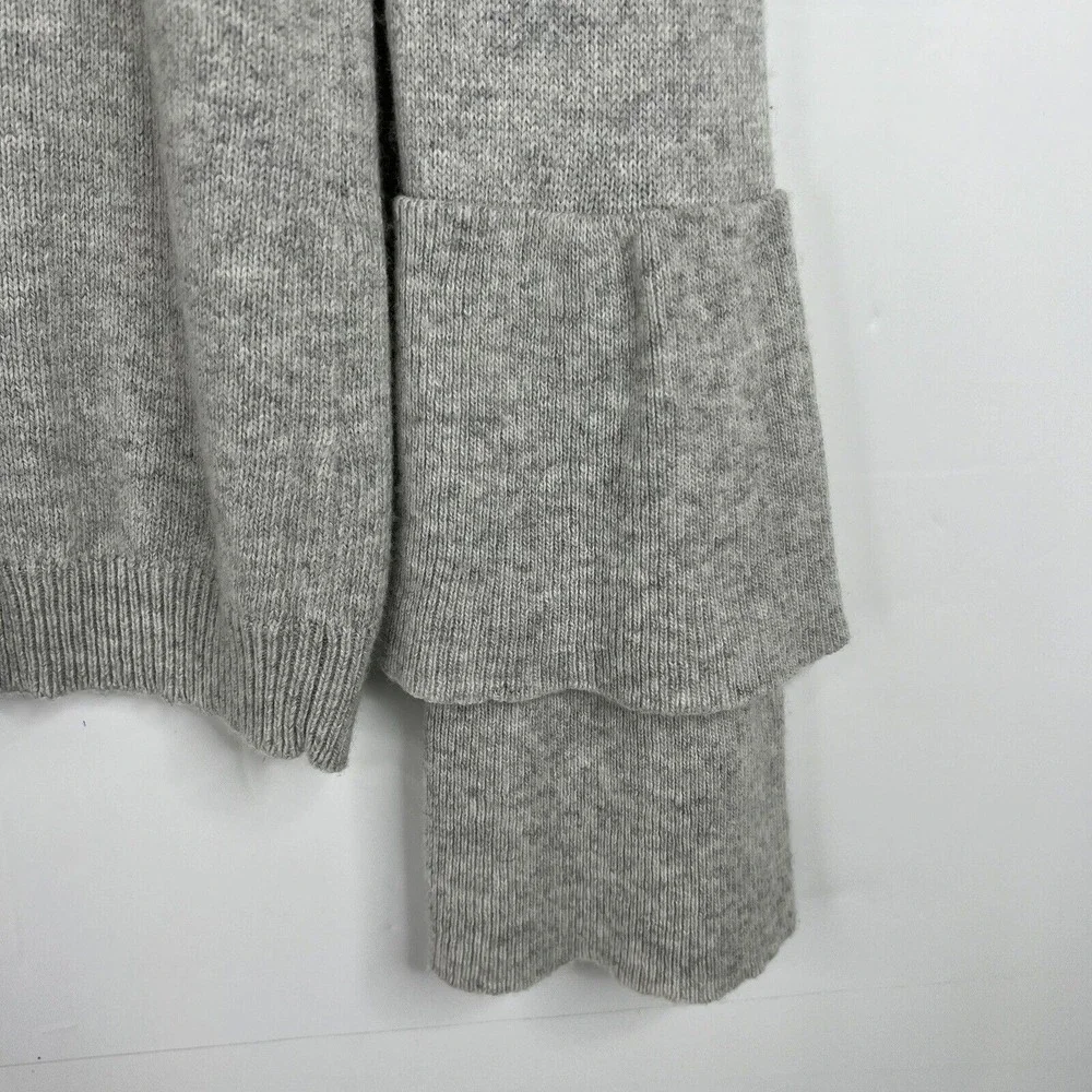 J.Crew Small Sweater Gray Tiered Bell Sleeve Crew Neck Heathered Knit Pullover